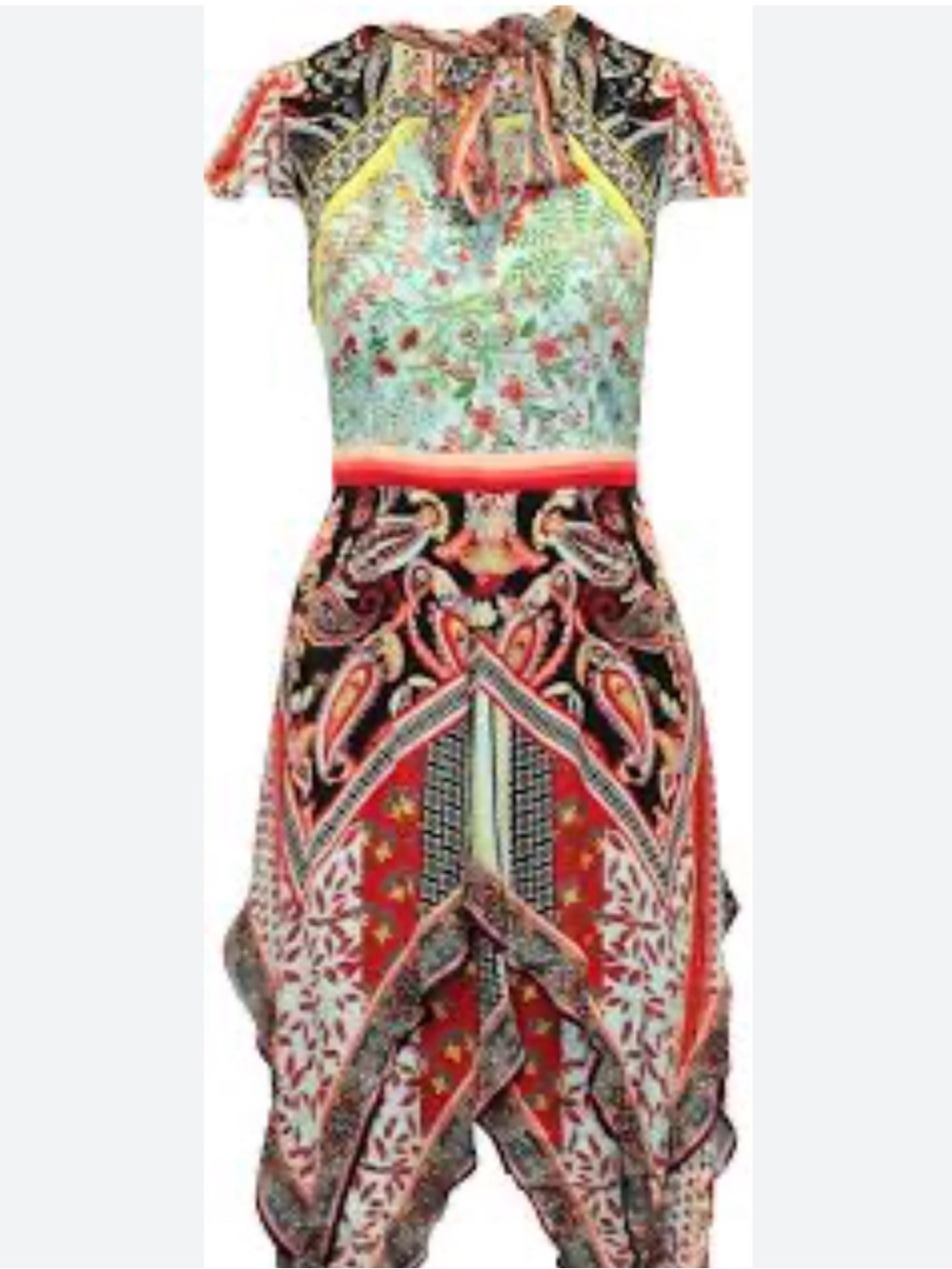 Alice + Olivia Multicolor Asymmetrical Mixed-Print Dress